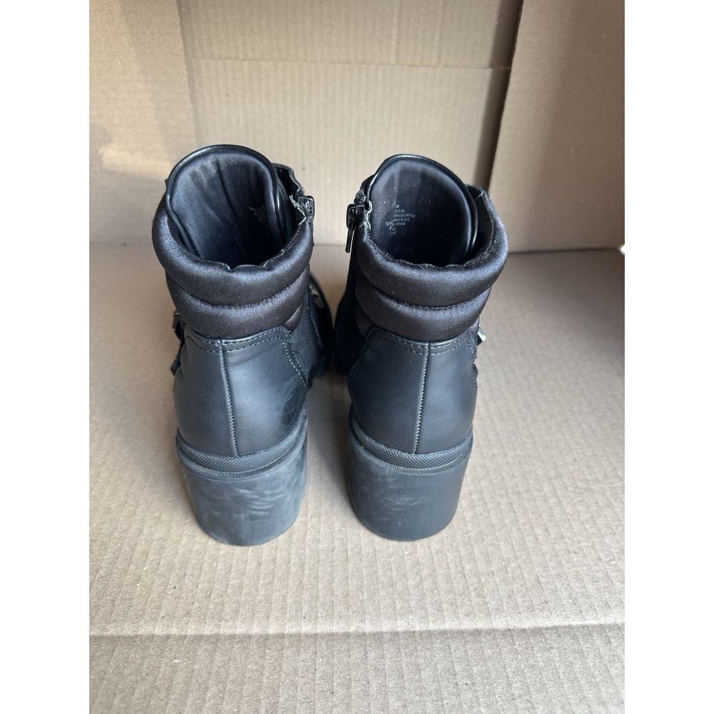 G By Guess Rollin Combat Black W/Buckle Womens Boots Satin And Leather Sz 9M - Picture 4 of 7